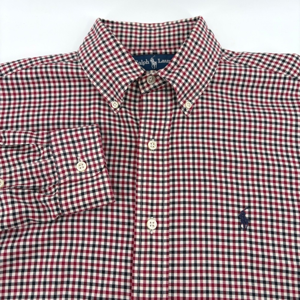 Ralph Lauren Blake Mens Small Red Black Gingham‎ Check Cotton Button Down Shirt